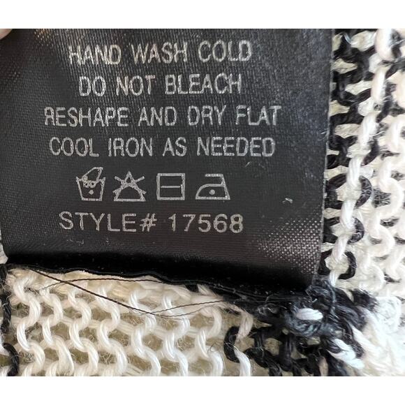 360 Sweater Linen Loose Knit White and Black Stripe Pullover Hooded Sweater XS - Picture 8 of 8